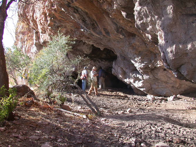 A rockshelter in Sonora that produced Paleoindian artifacts (and Seri rock art) (V. Holliday).