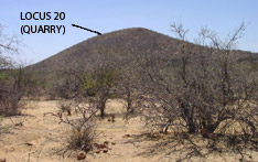 Cerro la Vuelta and the location  of the quarry site (G. Sanchez).